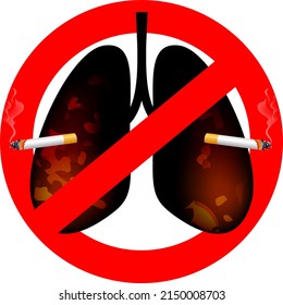 Stop Smoking, World No Tobacco Day. Smoking Is Harmful To Human Lungs. Resulting In Organ Damage And Premature. Illustration.