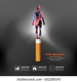 Stop Smoking World No Tobacco Day Vector Concept Poster Template.