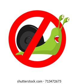 Stop snail. Prohibited Insect pest. Red prohibitory sign