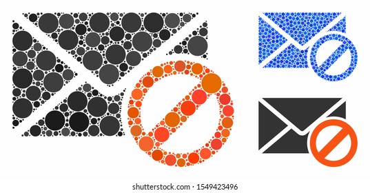 Stop spam composition of filled circles in different sizes and color tints, based on stop spam icon. Vector filled circles are united into blue collage.