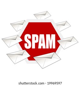 Stop Spam conceptual sign isolated over white background