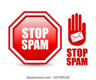 Stop spam sign, vector illustration