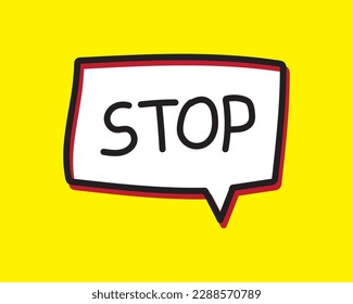 stop. Speech bubble sticker for social media content. Handwritten lettering vector illustration.