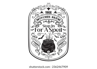 Detener en busca de un svg de hechizo, Cacería de brujas, Potions Tonic, Halloween Shop, Signo de Halloween, Signo de parada de Halloween, Brujería, Halloween Spelts, Decoración de Halloween, Arte de brujería, Ingredientes de poción, 