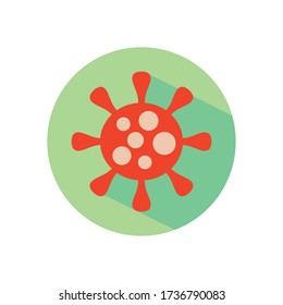 stop the spread concept, coronavirus symbol icon over white background, block flat style, vector illustration