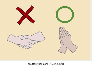 Stop the spread of the corona  virus by raising hands to pay respect instead of shaking hands.