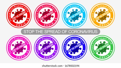 Detenga la propagación de los iconos del coronavirus con un estilo de 8 colores