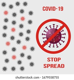 Stop spread COVID-19 virus sign in vector graphics