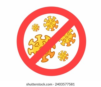 Dejar de propagar gérmenes de prevención de la variante del virus de la corona viral JN1 con el signo de prohibición de la ilustración del vector.