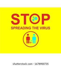  Deja de difundir el virus. icono de virus. Plantilla de medios sociales.Diseño de caracteres planos. Prevención de la plantilla corona virus.banner.