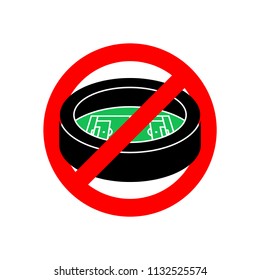 Stop Stadium. Red prohibitory road sign. Ban Sports building. Vector illustration