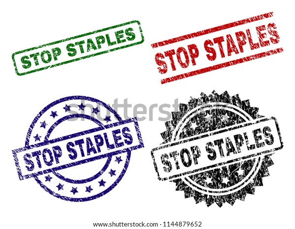 Stop Staples Seal Prints Corroded Surface Stock Vector Royalty