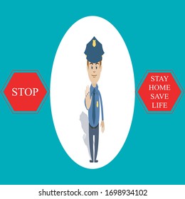 STOP stay home save life police mar are giving warning to save us from covif-19