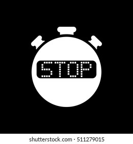 The Stop Stopwatch Icon. Clock And Watch, Timer, Countdown, Stopwatch Symbol. UI. Web. Logo. Sign. Flat Design. App. Stock Vector