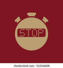 The stop stopwatch icon. Clock and watch, timer, countdown, stopwatch symbol. UI. Web. Logo. Sign. Flat design. App. Stock vector