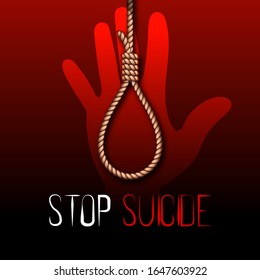 Dejen de suicidarse. Precaución por autodestrucción. Lucha contra una enfermedad, depresión. Ilustración vectorial.