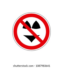 STOP! Swimsuit prohibition sign. VECTOR. The icon with a red contour on a white background. For any use. Illustration.