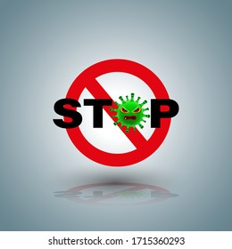 Stop symbol with covid-19 character for campaign stop coronavirus.