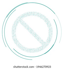 The stop symbol filled with teal dots. Pointillism style. Vector illustration on white background