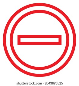 Stop symbol. Forbidden circle. Outline stop. No entry sign. Round stop warn