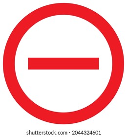 Stop symbol. Forbidden circle. Outline stop. No entry sign. Round stop warn