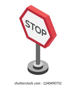 Stop symbol isometric  icon design
