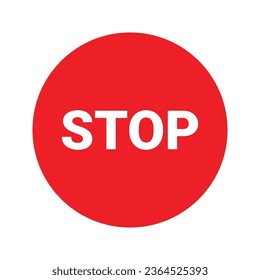The stop symbol is a red circle and the word stop is white. Vector high quality icon
