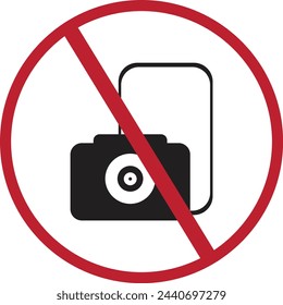  Stop symbol of use cellphone, call smartphone, do video. Area of ​​warning about telephone off. Vector.