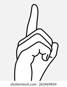 stop talking, finger up, isolated vector illustration on a white background
