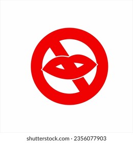 Hör auf, das Logo-Design des Symbols zu unterschreiben! Illustration der Lippen und Stoppschild.