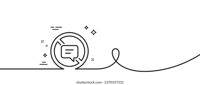 Stop talking line icon. Continuous one line with curl. Chat Message or SMS sign. Closed Communication symbol. Stop talking single outline ribbon. Loop curve pattern. Vector