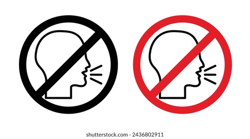 Stop Talking Sign Icon Set. Vector Illustration