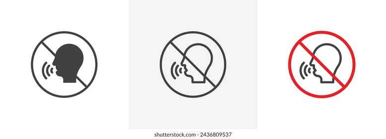 Stop Talking Sign Isolated Line Icon Style Design. Simple Vector Illustration