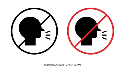 Stop talking sign outlined. Flat fill icons