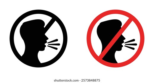 Stop talking sign vector in filled and 3 stroke weights