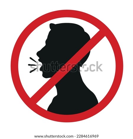Stop talking sign. Vector illustration of red cross out circular sign, Stop talking vector sign on white background