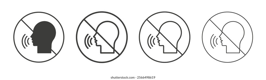Stop talking signs flat and linear vector illustration on white background.