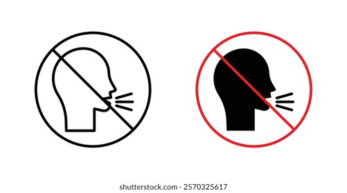 Stop talking signs vectors set in black. line and flat versions