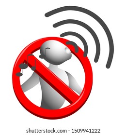 Stop talking, singing or screaming! Vector sign on a white background.