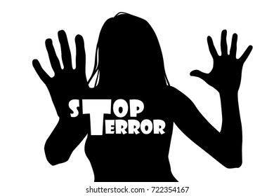 stop terror. female silhouette. Vector