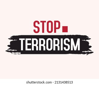 Stop terrorism Quote Grunge Typography with pink Background