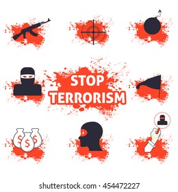 Stop Terrorism Vector Icons