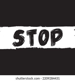 Stop text in black lettering Isolated Vector
