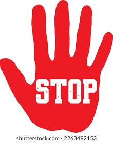 Detener texto en vector de mano roja