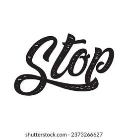 stop text on white background.