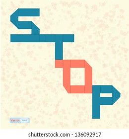 Stop text paper art on abstract background,vector eps10