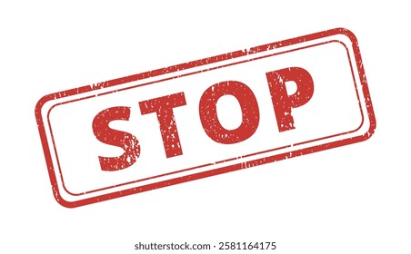 Stop textured rectangular stamp red ink vector format scalable vintage