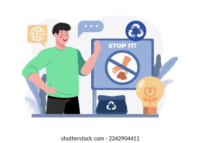 Stop Throwing Trash Campaign Illustration concept on white background