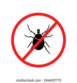 Stop Tick insect icon on white background, stock vector.