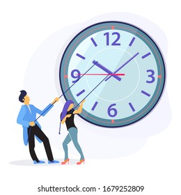 Stop Time Illustration. Turn The Clock Back. Go Back In Time . Return The Past Time